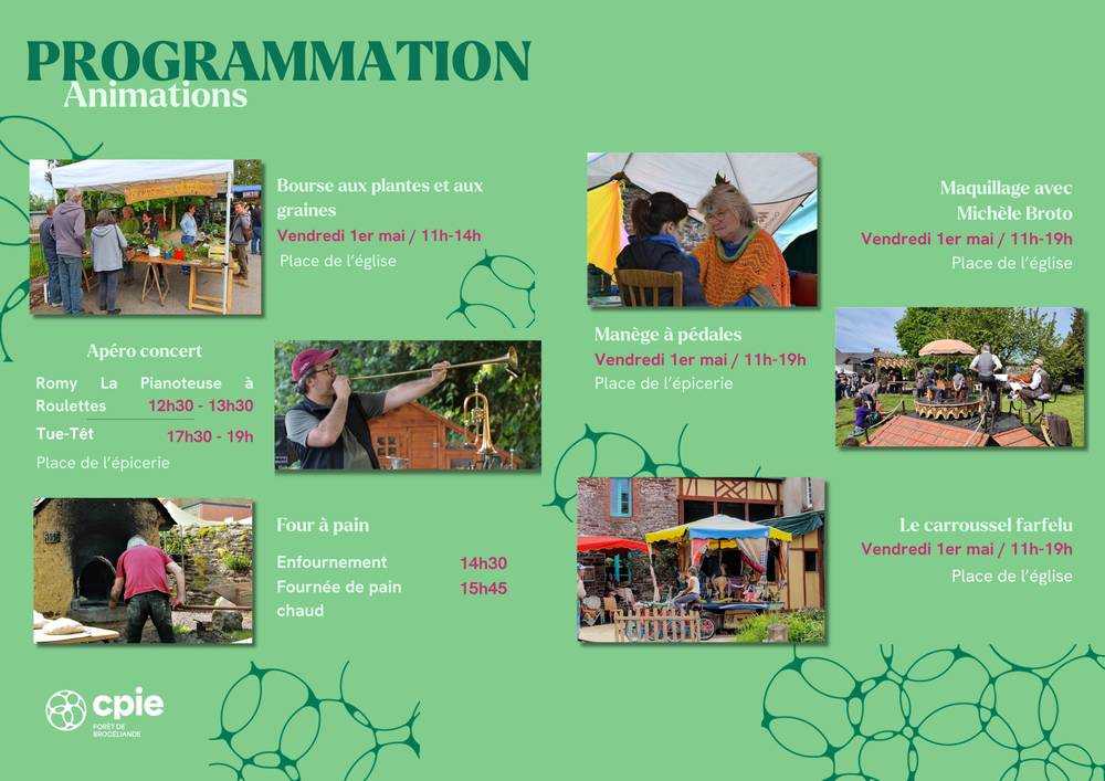 Programme Animations du Marché du 1er mai 2026 à Concoret
