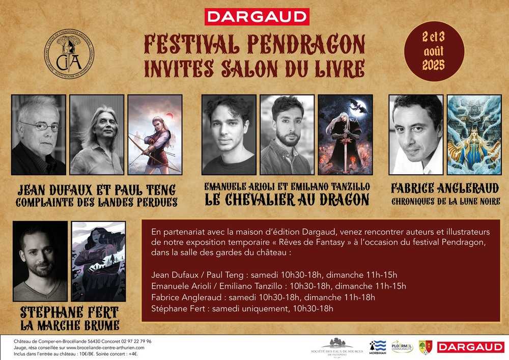 Invités du salon du livre en partenariat avec les éditions Dargaud / Festival Pendragon 2025