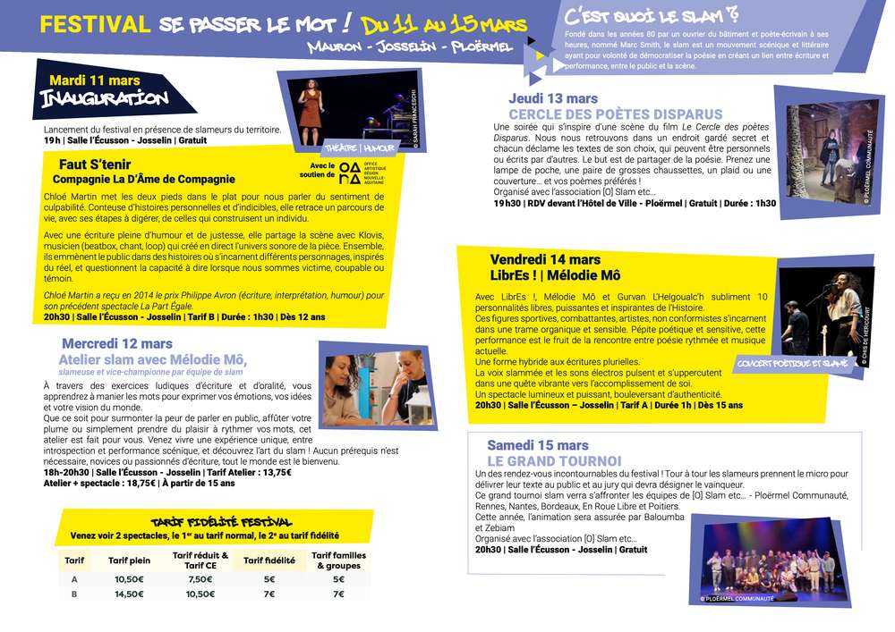 Programme du Festival «Se passer le mot» 2025
