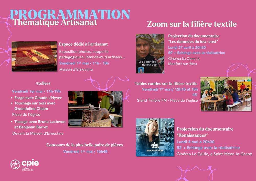 Programme Artisanat du Marché du 1er mai 2026 à Concoret