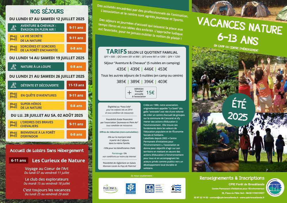 Séjours de vacances 2025 avec le CPIE Forêt de Brocéliande page 1