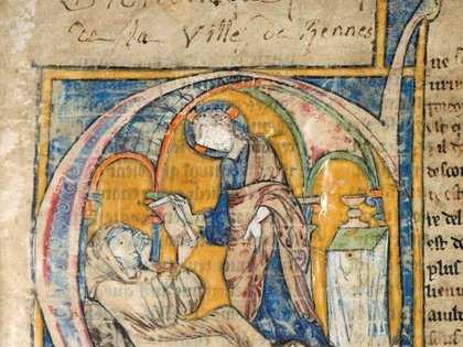 Initiale historiée Manuscrit 255 Lancelot-Graal