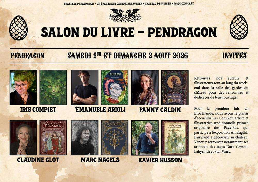 Invités du salon du livre en partenariat avec les éditions Dargaud / Festival Pendragon 2026